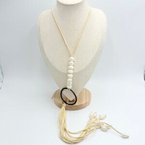 Genius Pearls Lariat Necklace – Freshwater Pearls on Suede Cord